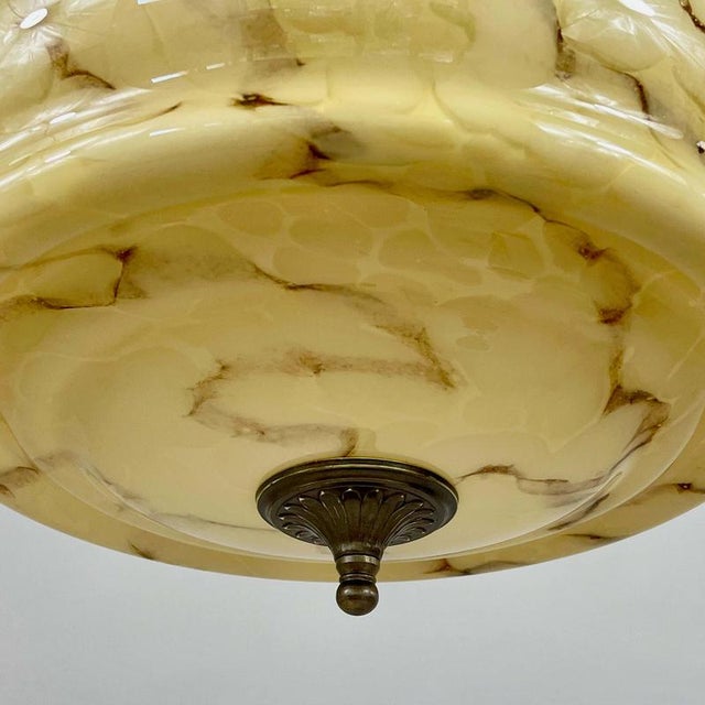 Art Deco Marbled Opaline Glass and Brass Pendant, Germany, 1930s For Sale - Image 15 of 18