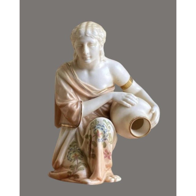 Kneeling Water Carriers attributed to James Hadley for Royal Worcester, Set of 2 For Sale - Image 9 of 10