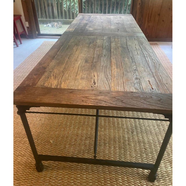 The planks used for this table are especially gorgeous. Subtle character throughout. The dark iron frame is very...