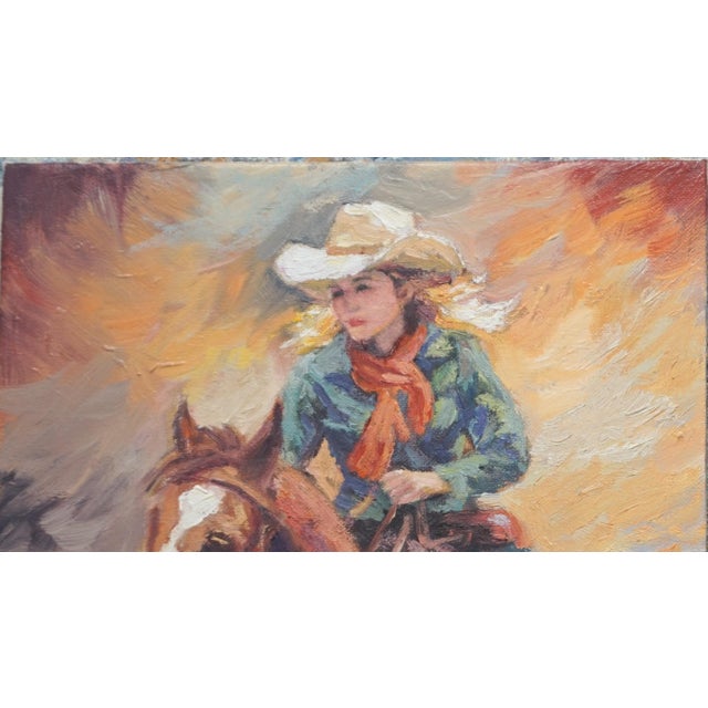 Original oil painting by Sean Wu, Horse Rider, The girl rode a galloping horse