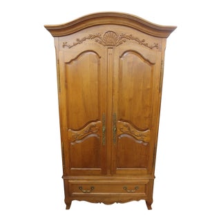 Country French Wardrobe Armoire by Ethan Allen For Sale