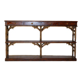 Theodore Alexander Wood Etagere With Faux Antlers For Sale