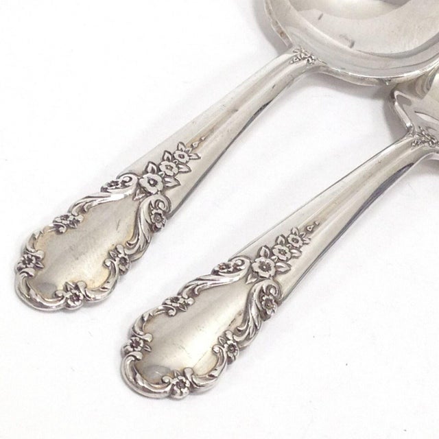 Offered is a sterling silver baby set in the Bridal Veil pattern made by the Rogers brand of INTERNATIONAL SILVER. The...