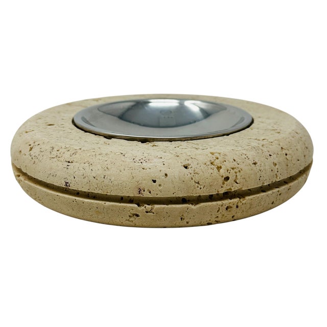 A striking mid-century modern architectural tabletop centerpiece ashtray manufactured by the famed Italian studio Marble...