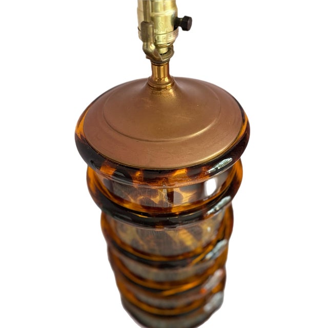 Mid-Century Modern Vintage Paul Hanson Column Glass Tortoiseshell Spiral Lamp For Sale - Image 3 of 5