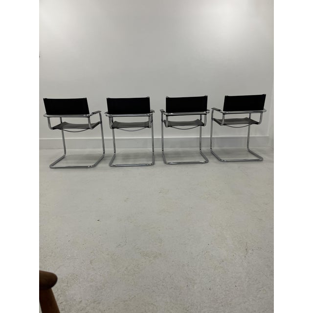 Vintage Italian Leather Chairs, 1970s, Set of 4 For Sale - Image 13 of 14