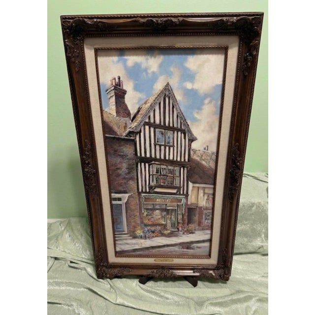 Wood Vintage Double Signed LTD Ed 274/1100 Marty Bell “Martins Market, Rye” Painting For Sale - Image 7 of 7