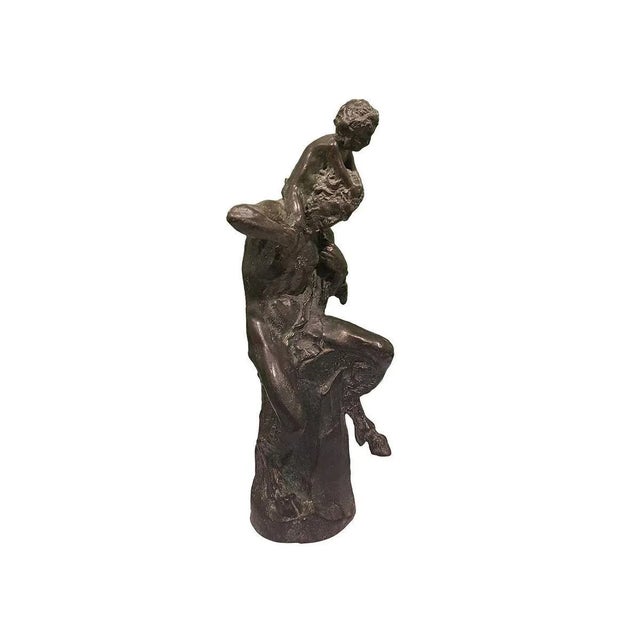 Satyr with Young Faun on his Shoulders - Bronze Sculpture by Aurelio Mistruzzi 1930 For Sale - Image 3 of 6