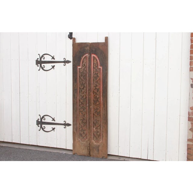 19th Century Pair of Antique Heavily Carved Doors From Thailand For Sale - Image 5 of 11
