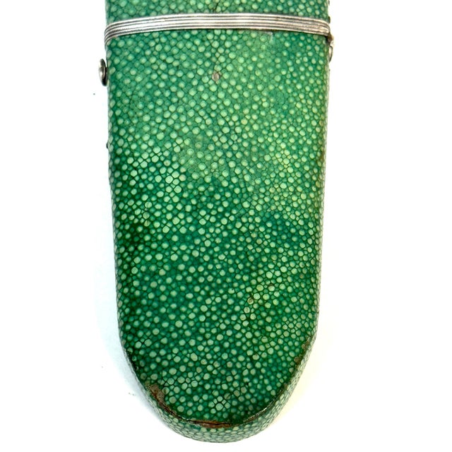 Traditional 18th Century Green Shagreen and Silver Eyeglass Case with Monogram For Sale - Image 3 of 18