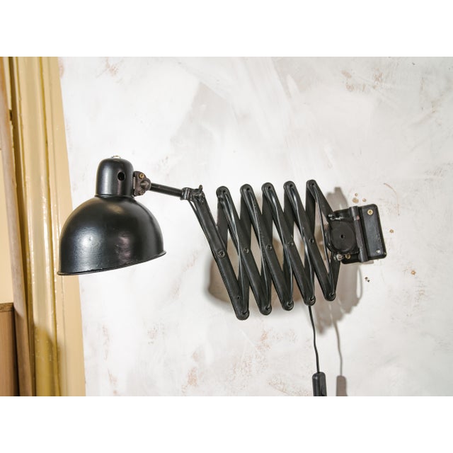 Industrial Black Scissor Wall Lamp with Extendable Harmonica from Adem, Netherlands, 1940s For Sale - Image 9 of 13