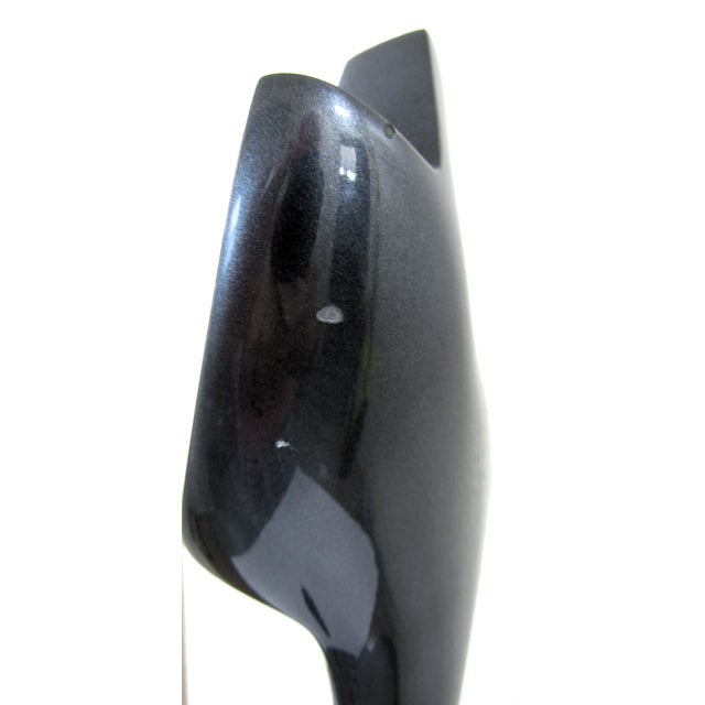 Blue James Myford Aluminum Sculpture "Single Elongated Form" Dark Blue 1999 Signed For Sale - Image 8 of 12