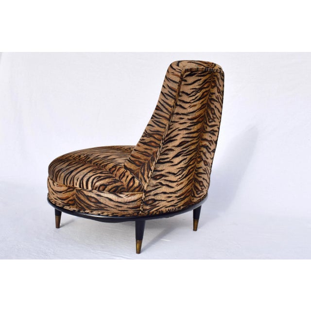 Adrian Pearsall Mid Century Modern Slipper Chair in Tigre Upholstery For Sale - Image 4 of 9