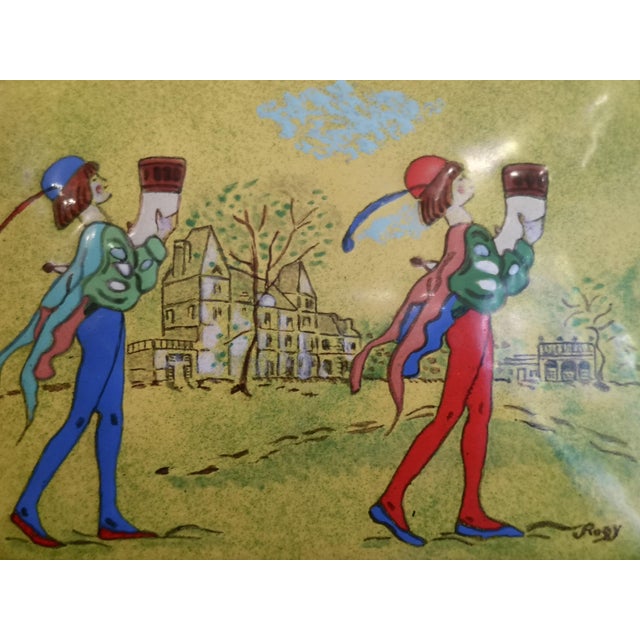 Rogy, Minstrel Commedia dell arte Clown Buffoon Jester, 1890s, Enamel on Wood, Framed For Sale - Image 4 of 8