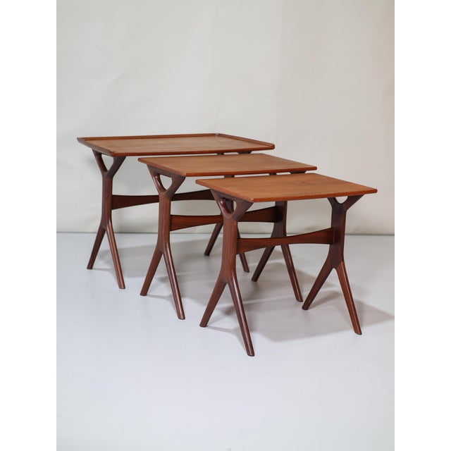 1960s Nesting Tables in Teak by Johannes Andersen for CFC Silkeborg, Denmark, 1960s, Set of 3 For Sale - Image 5 of 13