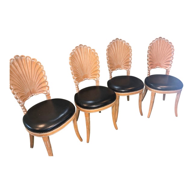 1980s Italian Carved Grotto Chairs Set of 6 For Sale