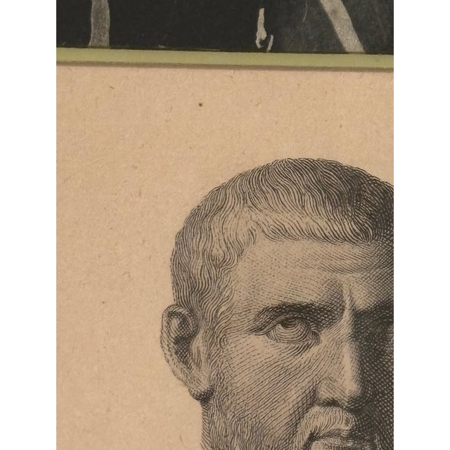 18th Century Antique 18th Century Italian Grand Tour Copperplate Engraving of Roman Bust, Attributed to Domenico Campiglia For Sale - Image 5 of 16