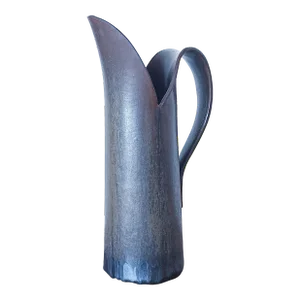 Mid-Century Hand Thrown Pottery Pitcher With Elegant Spout and Handle From Single Piece, Signed