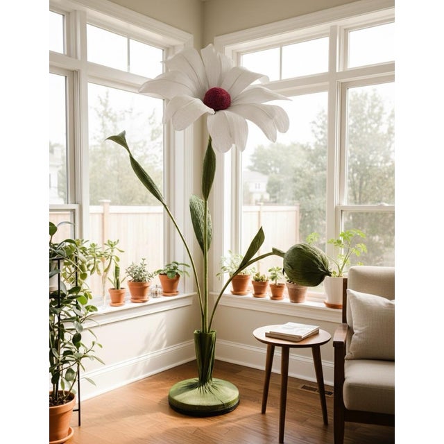 2020s Giant Hand-Crafted Artisan Crepe Paper Flower Sculpture For Sale - Image 5 of 5