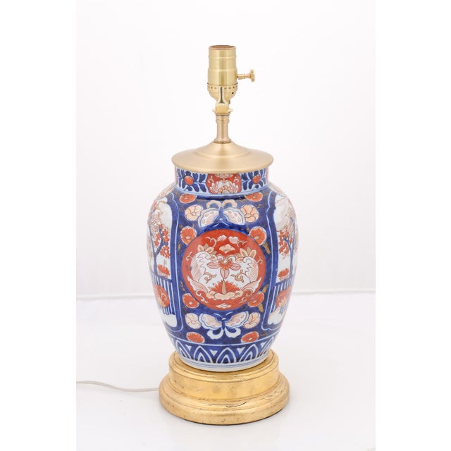 Early 20th Century Early 20th Century Imari Porcelain Lamp on Stacked Gilded Bases - a Pair For Sale - Image 5 of 9