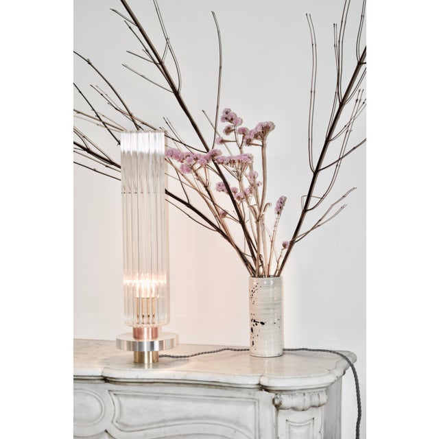 Liban Table Lamp in Brass with Aluminum and Fluted Glass by Marine Breynaert For Sale - Image 6 of 7