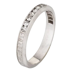 Vintage Art Deco Diamond Platinum Wedding Band Half Hoop Ring Size 5