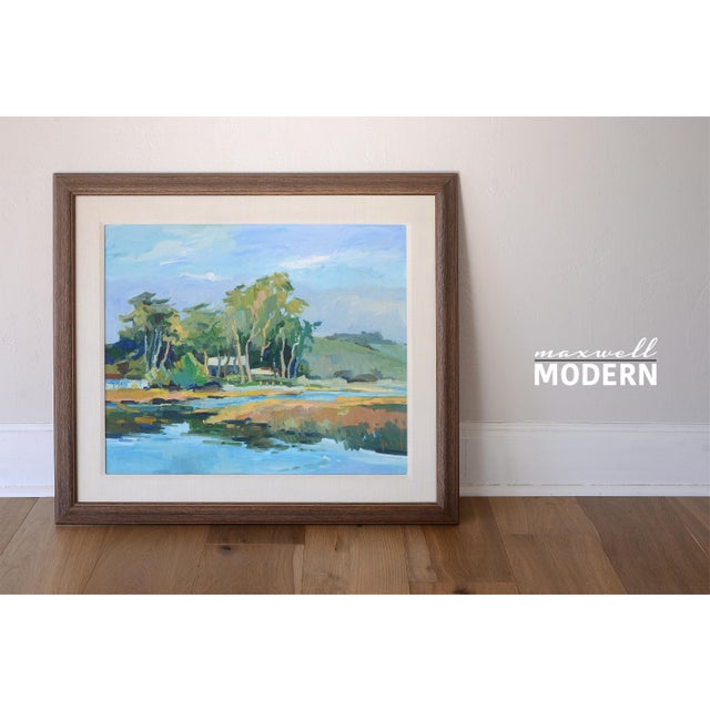 Beautiful impressionist landscape oil painting by American/California artist Pam Glover (1924-2010).