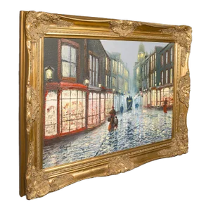 1980's Large Vintage Edwardian Street Painting