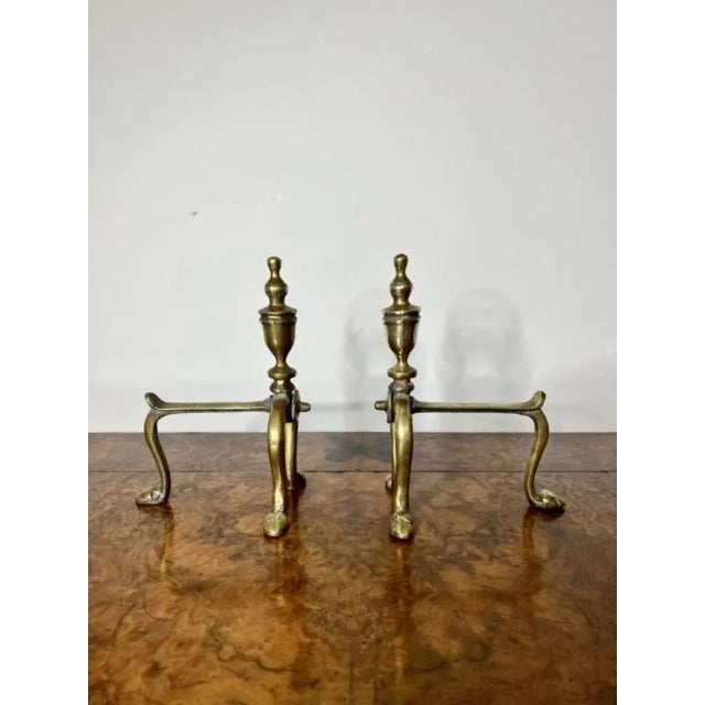 Antique Victorian Brass Fire Dogs, 1860, Set of 2 For Sale - Image 4 of 6