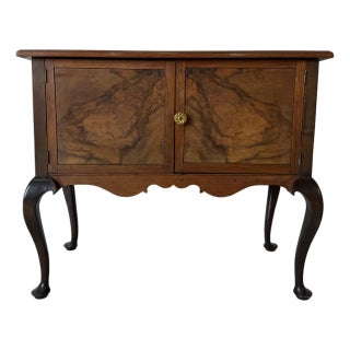Vintage Queen Anne–Style Burl and Mahogany Small Cabinet For Sale