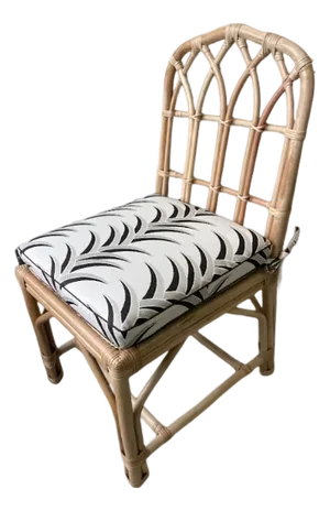 Rattan Chair With Printed Linen Cushion