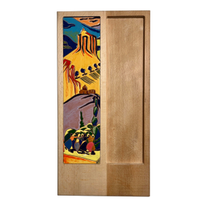 Rare Armenian ManeTiles Wooden Cheese Board With Ceramic Tile Inlay