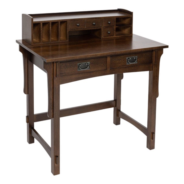 Mission Oak Desk With Removable Organizer - Walnut For Sale