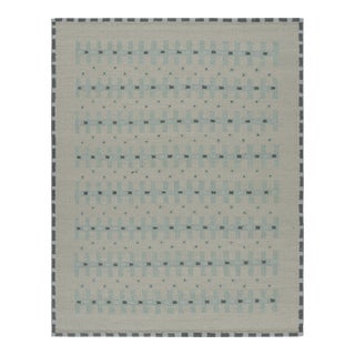 Rug & Kilim’s Scandinavian Rug With Pale Teal Geometric Patterns For Sale