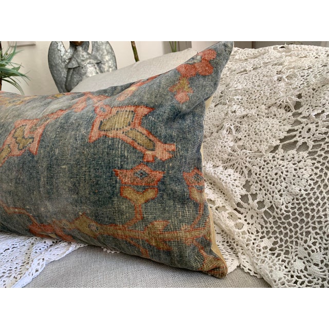 Pottery Barn Lumbar Decorative Pillow Velvet Printed 16” X 26” Reversible to Solid Natural Moroccan Style For Sale - Image 12 of 12