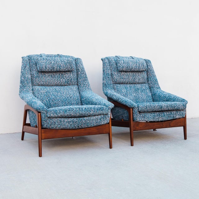 Iconic 1960s Folke Ohlsson for Dux Reclining Lounge Chairs With Ottoman For Sale - Image 16 of 18