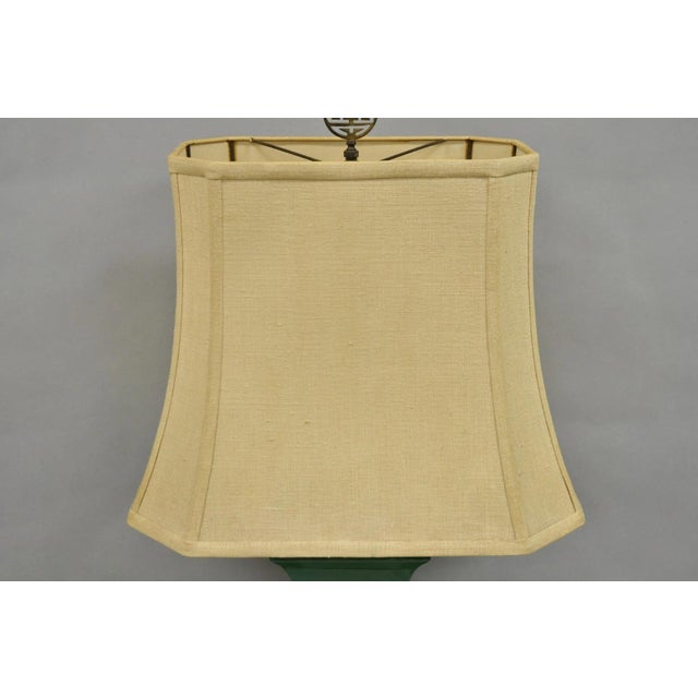 Vintage Paul Hanson Chinoiserie Green Porcelain Jardiniere Oriental Table Lamp For Sale In Philadelphia - Image 6 of 12