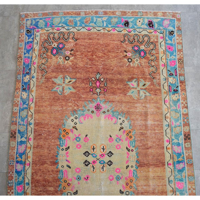 Distressed Area Rug Hand Knotted Colorful Oushak Floral Medallion Rug ...