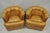 Mid-Century Modern Vintage Classic Leather Chesterfield Brown Tufted Leather Barrel Club Chair Pair For Sale - Image 3 of 14