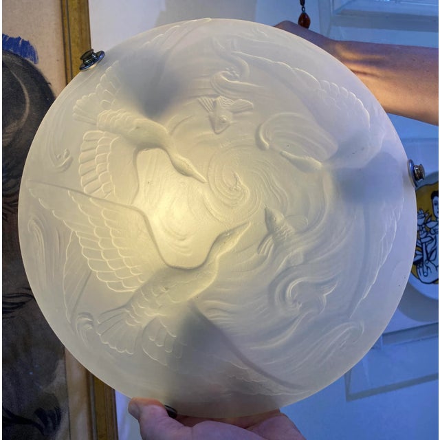 Art Deco Lalique Style Chandelier For Sale - Image 11 of 11