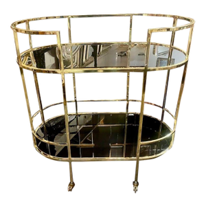 MCM German Brass and Glass Bar Cart
