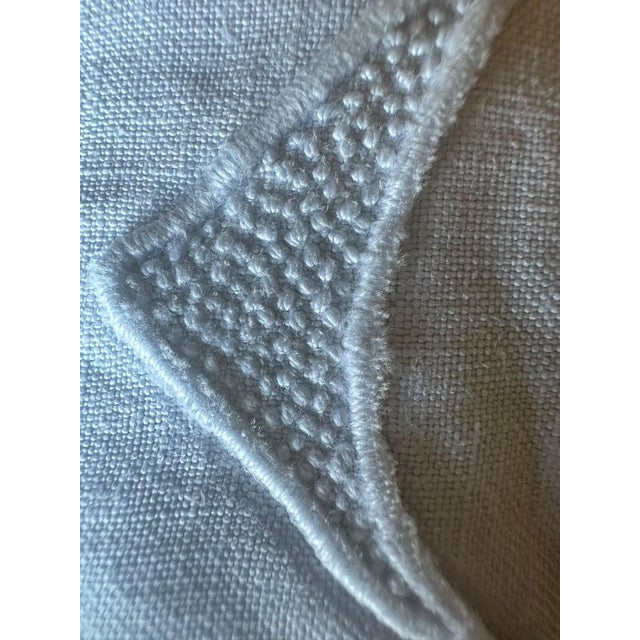 French Antique French Linen Sheet Circa 1920 Pf Monogram Whitework Embroidery Handworked Hemstitch Trousseau Bedding For Sale - Image 3 of 12