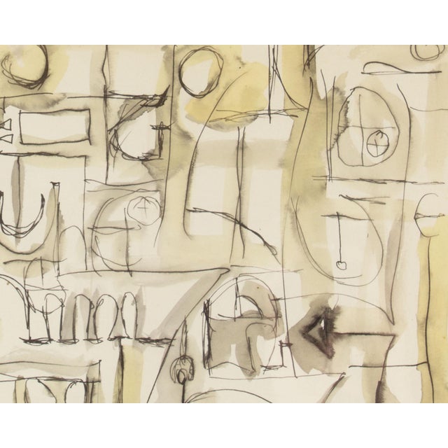 1961 Abstract Ink and Watercolor Painting by Harry Hilson For Sale - Image 4 of 8