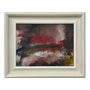 Dark Red & Black Expressive Abstract Painting by Contemporary British Artist