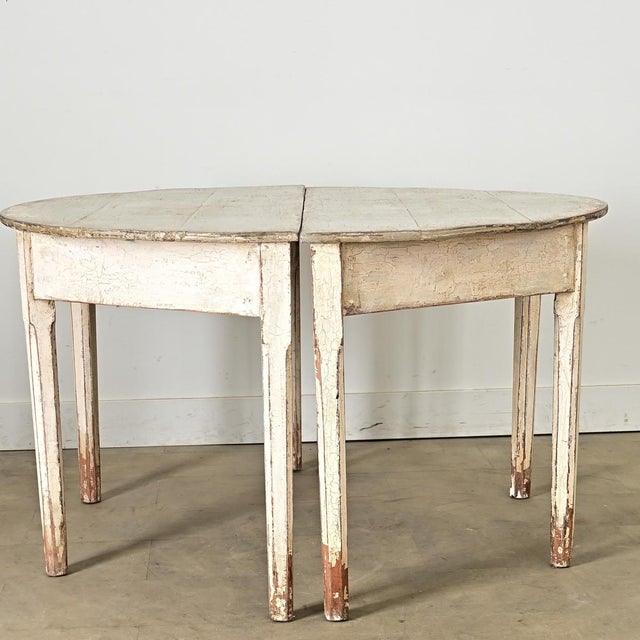Gustavian (Swedish) Swedish 20th Century Pair of Demilune Consoles For Sale - Image 3 of 12