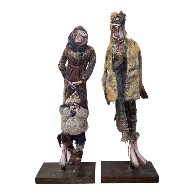 MARIONNETTES PAPIER MÂCHÉ et tissus anciennes jouet haut 32 cm EUR 80,00 - FR