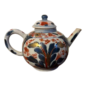 Antique 18th Century Chinese Tobacco Leaf Imari Porcelain Tea Pot Circa 1750
