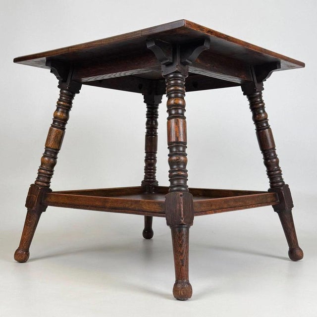 2000 - 2009 Antique English Oak Side Table, 1900s For Sale - Image 5 of 11