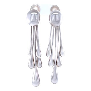 Georg Jensen Sterling Silver Multi-Teardrop Earrings by Astrid Fog, A Pair For Sale