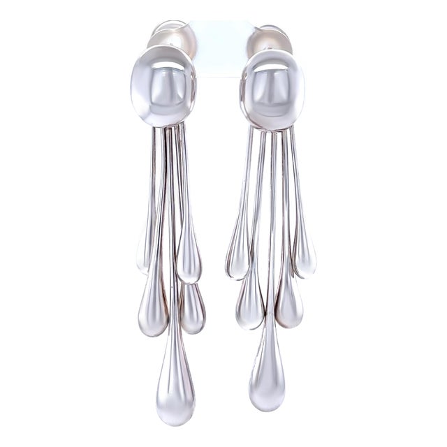 Georg Jensen Sterling Silver Multi-Teardrop Earrings by Astrid Fog, A Pair For Sale